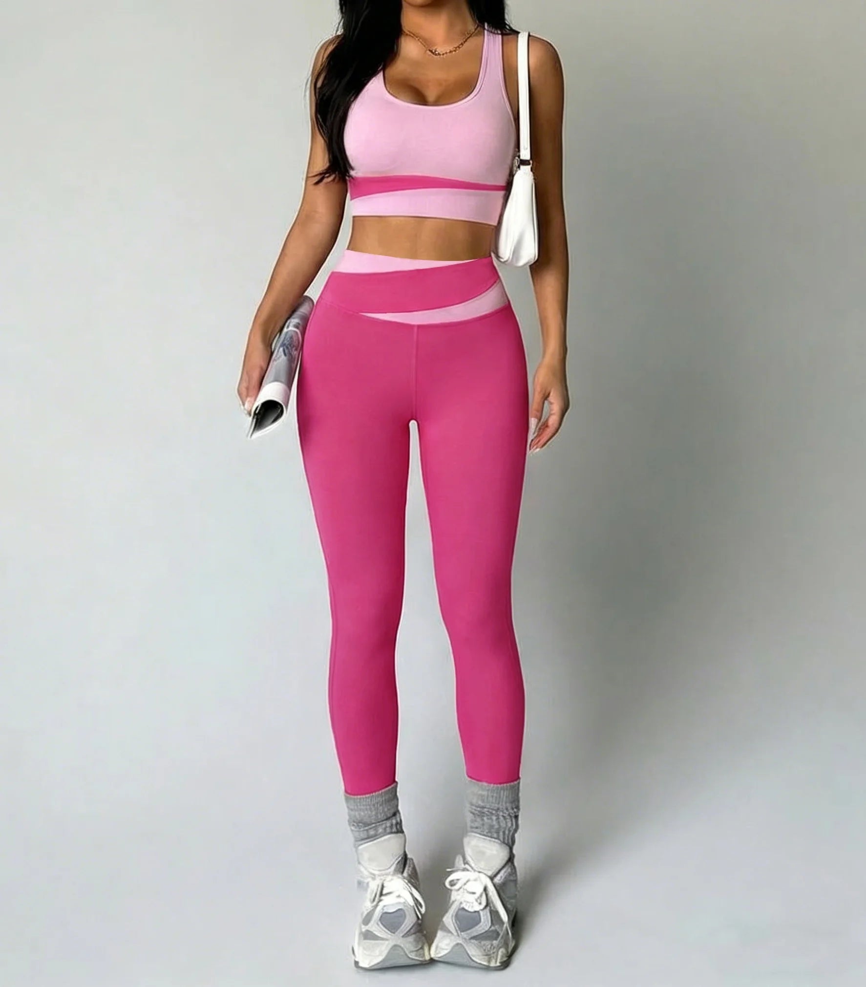 High Waist Women Yoga Set with Breathable Leggings and Bra