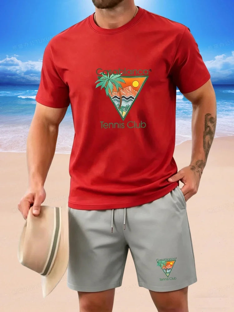 2026 New Trendy Men's Casual Set: A Simple and Stylish Short Sleeved Breathable Top and Pants Two-piece Set, Easy and Versatile