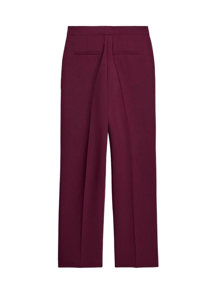 Chin.Sweety Women's Feather Blazer Pants Set for Office Wear