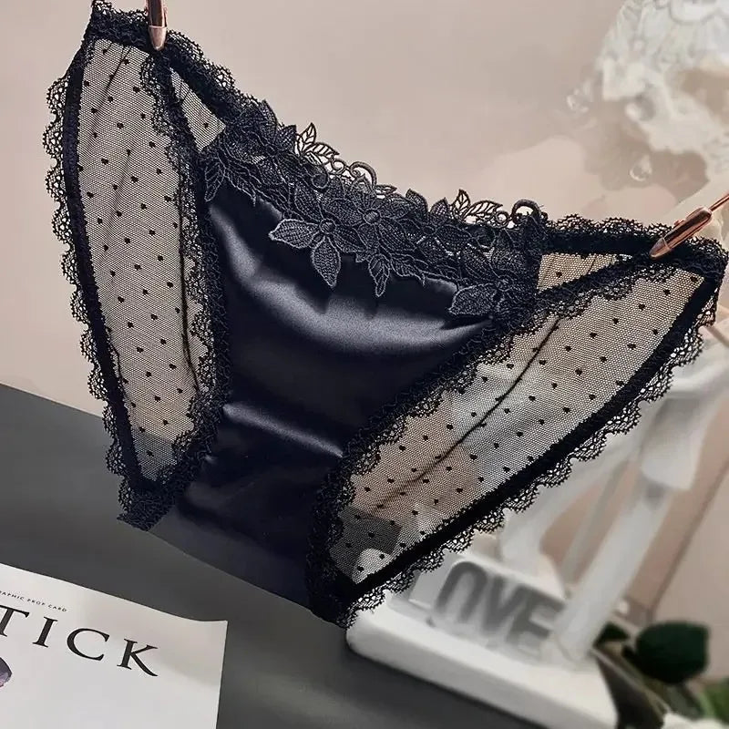 Women's Underwear Sexy Fashionable Satin Lace Thangka Embroidered Transparent Enticing Women's Underwear