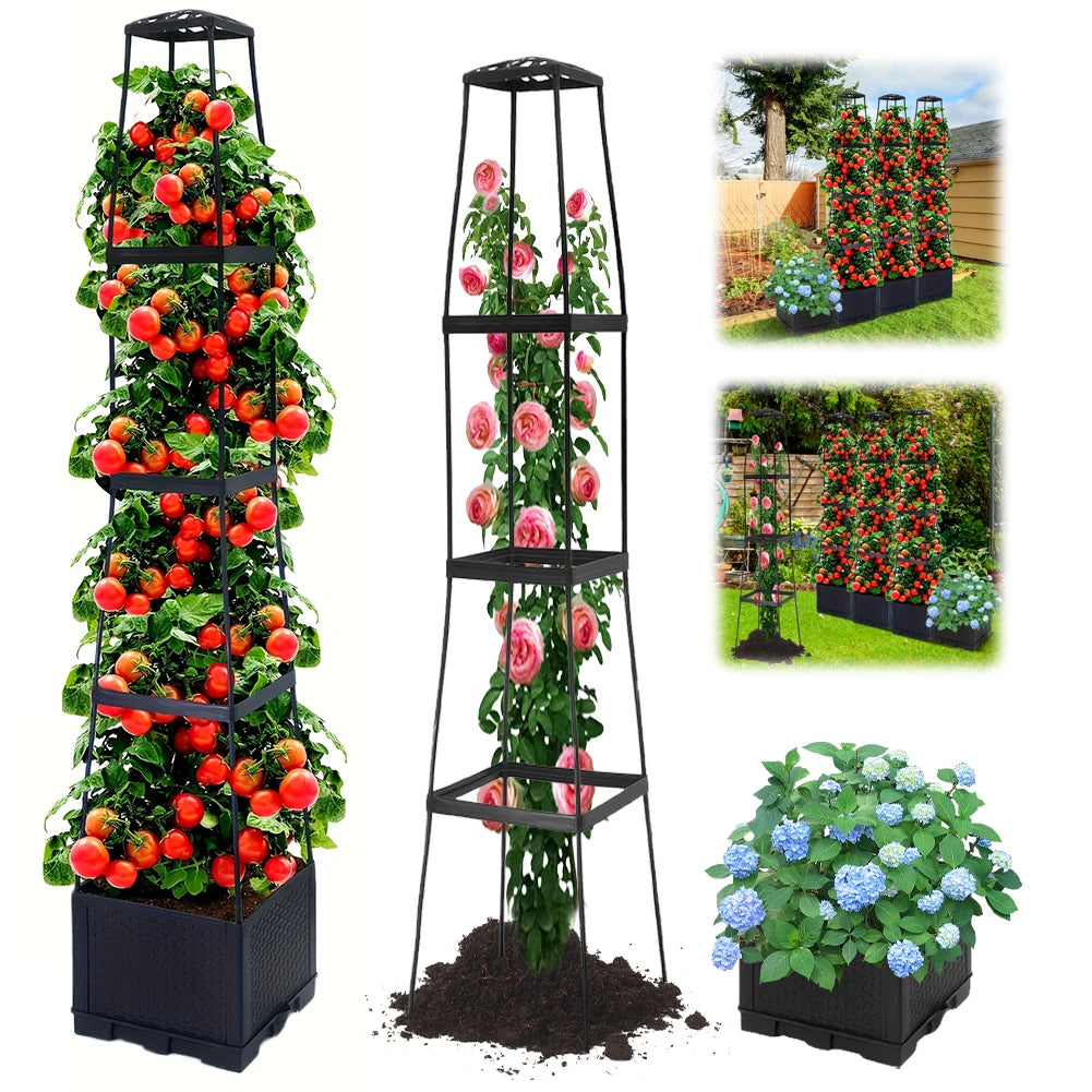 4 Tier Plastic Planter Stake Tower for Climbing Plants