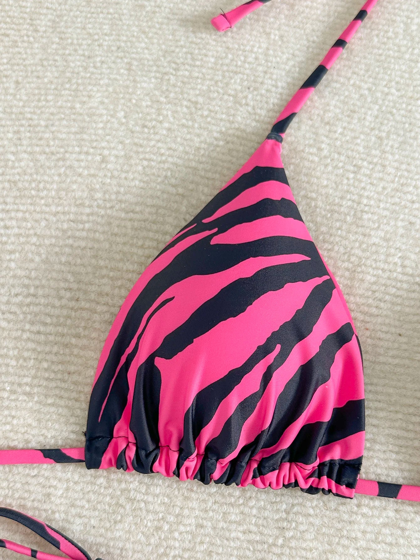 Rose Red and Black Zebra Print Women's Bikini Set