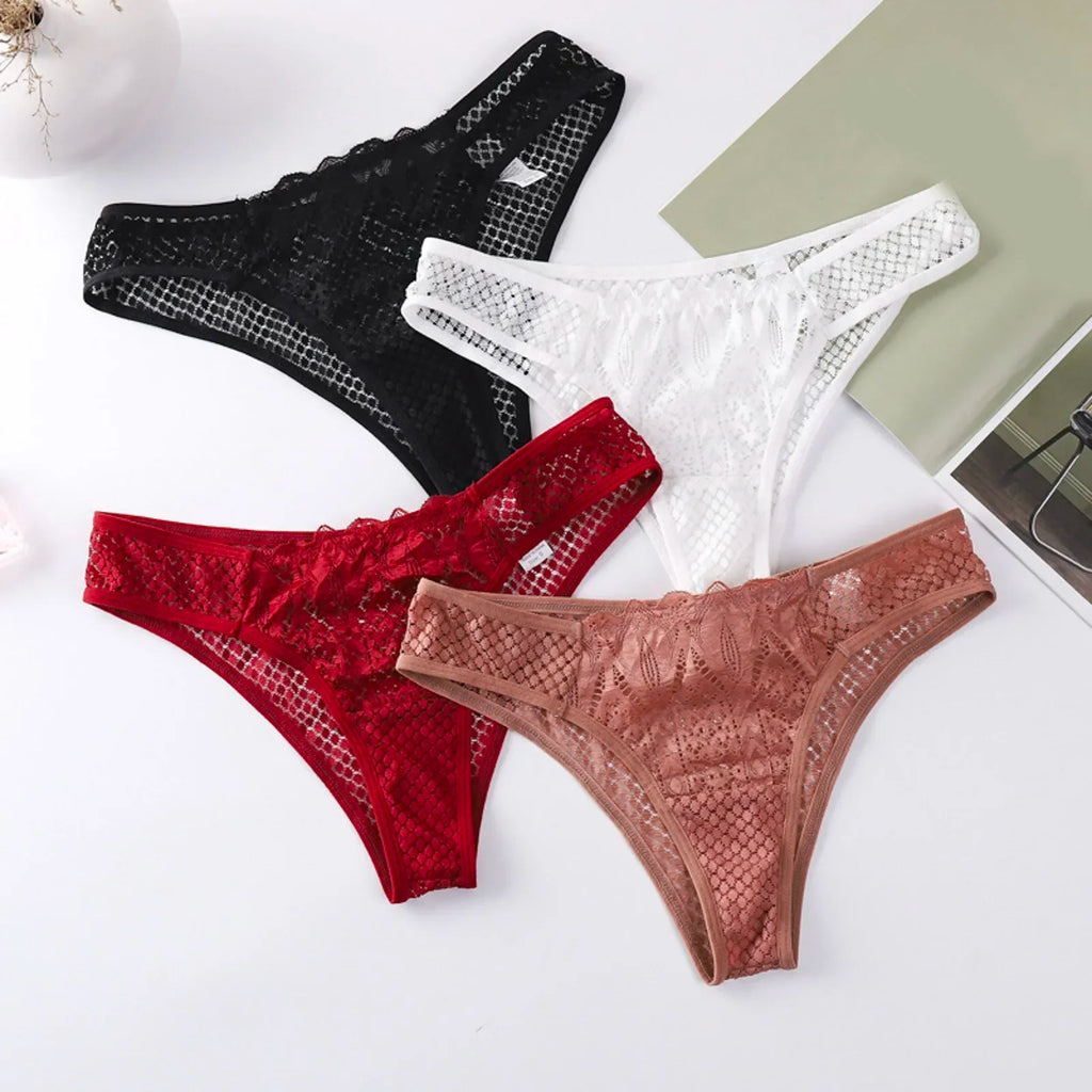 Lace Mesh Hook Briefs for Women Low Waist Seamless Underpants