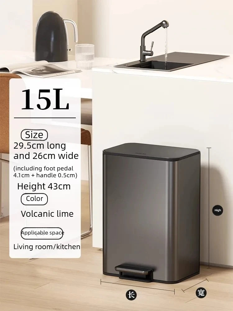 Large Capacity Stainless Steel Kitchen Bin in Italian Style