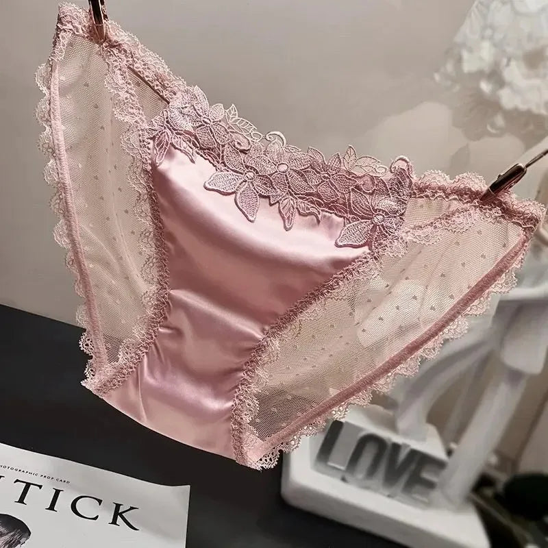 Women's Underwear Sexy Fashionable Satin Lace Thangka Embroidered Transparent Enticing Women's Underwear