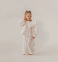 Girls Linen Ruffle Blouse and Nine Leg Pants Set