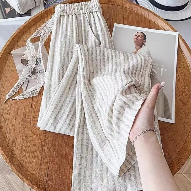 Breathable Cotton Linen Wide-leg Pants for Women