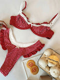 Sexy Dot Print Low Waist Bikini Set for Women