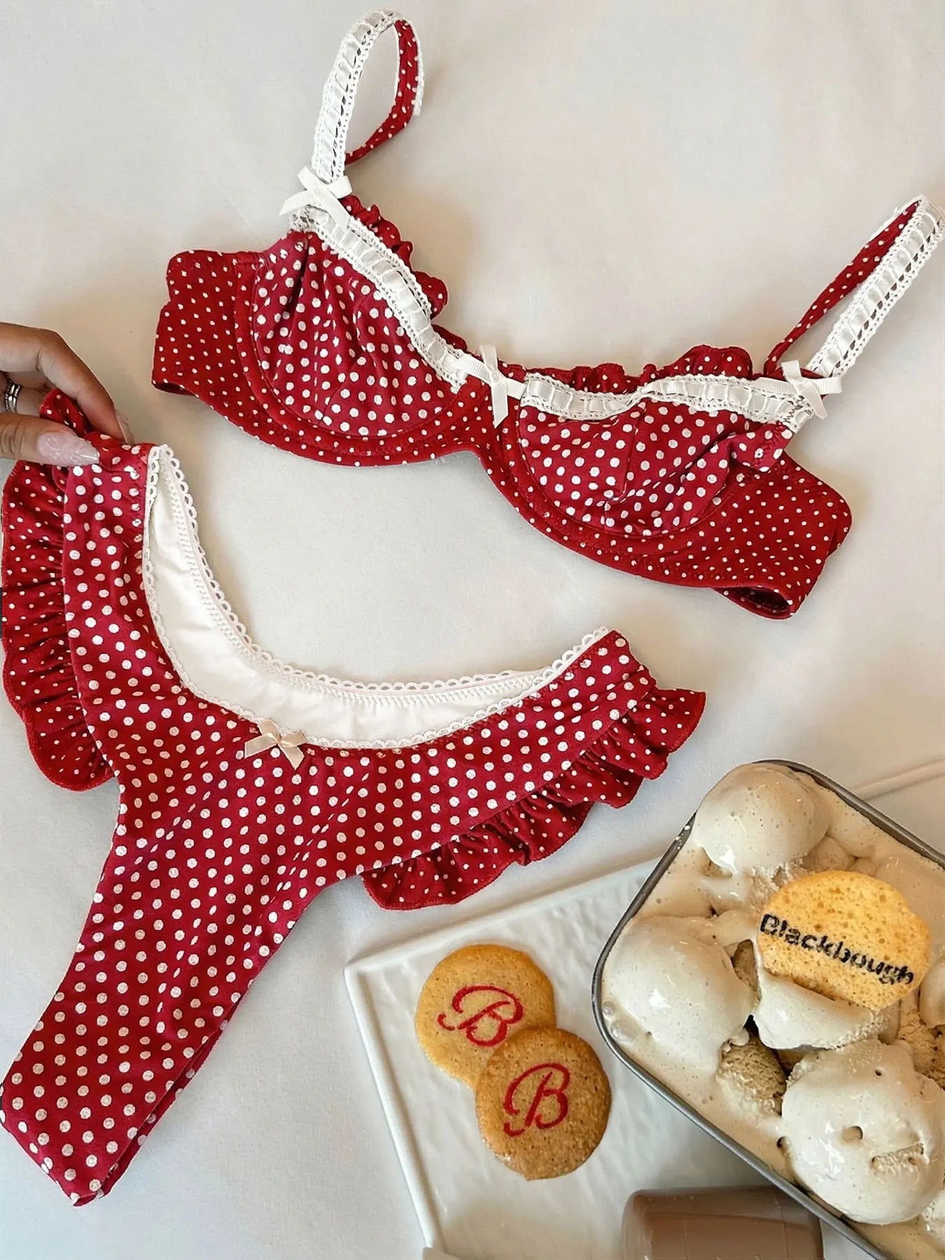 Sexy Dot Print Low Waist Bikini Set for Women