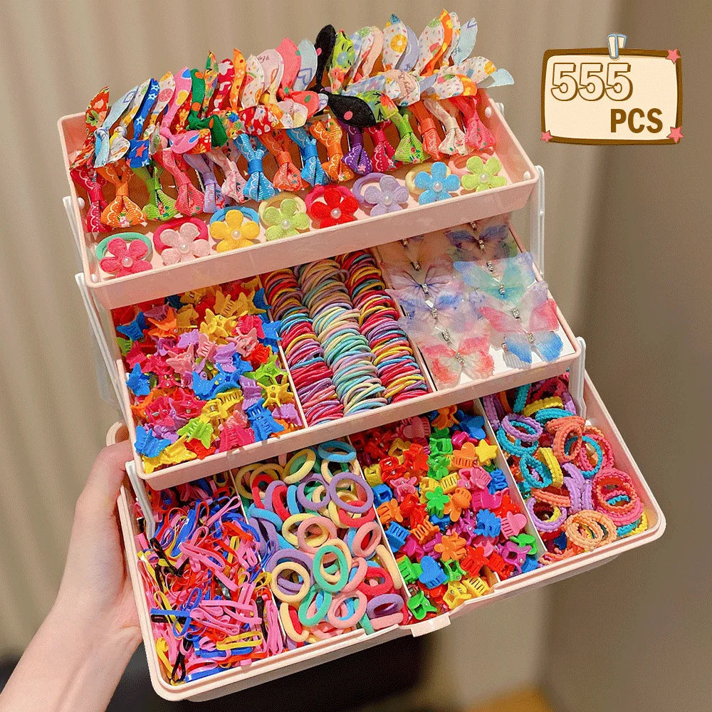 555pcs Colorful Butterfly Hair Accessories Set for Girls