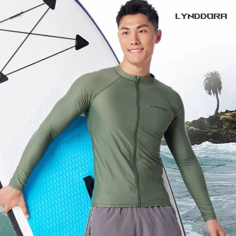 New Men Swimming T-shirt Swimsuit Beach UV Protection Rash Guard Diving Swimwear Long Sleeve Surfing Suit Surf Clothes Rashguard