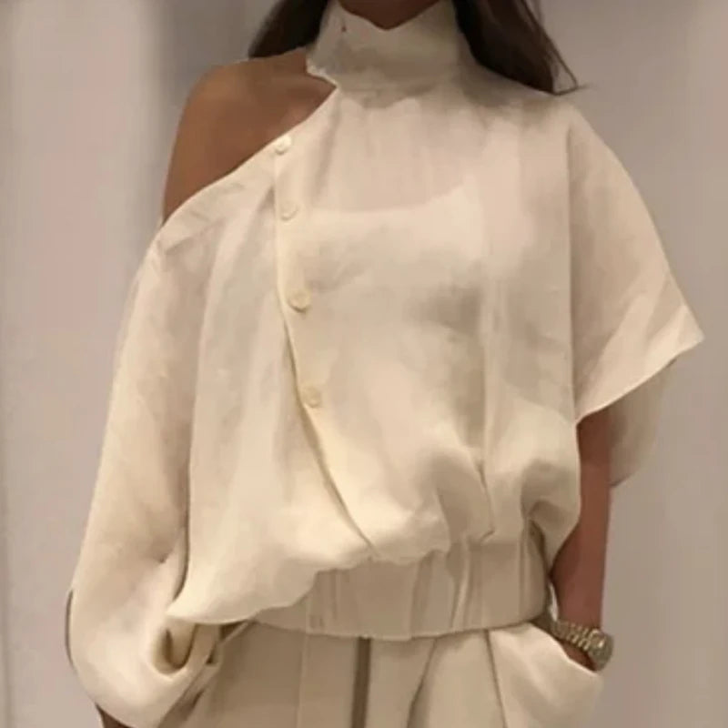Women's Casual Cotton Two Piece Set with Wide Leg Pants