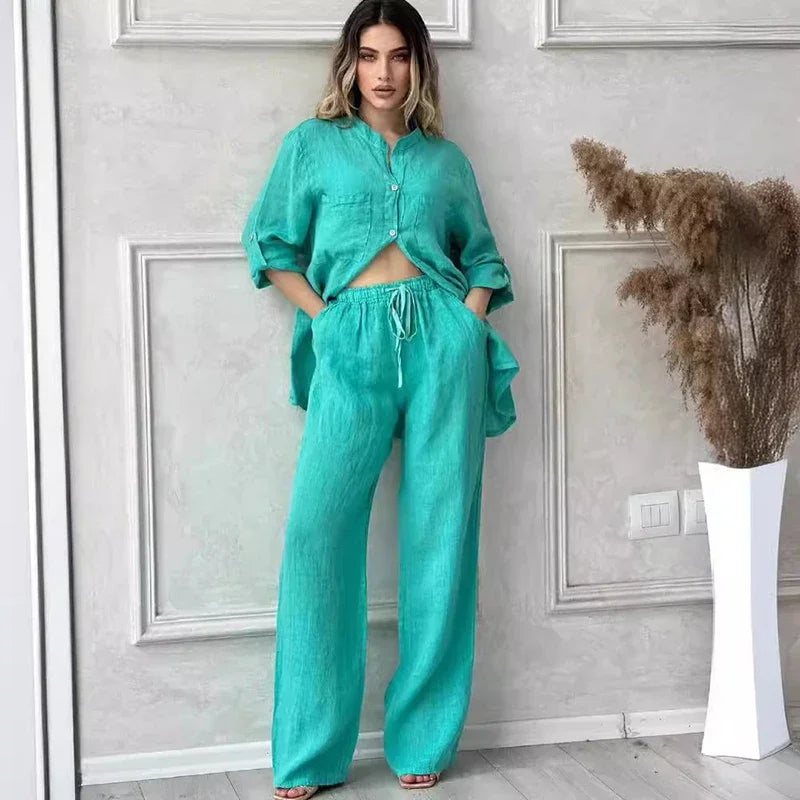 AOLSIN Women Long Sleeve Two Piece Set with Pockets