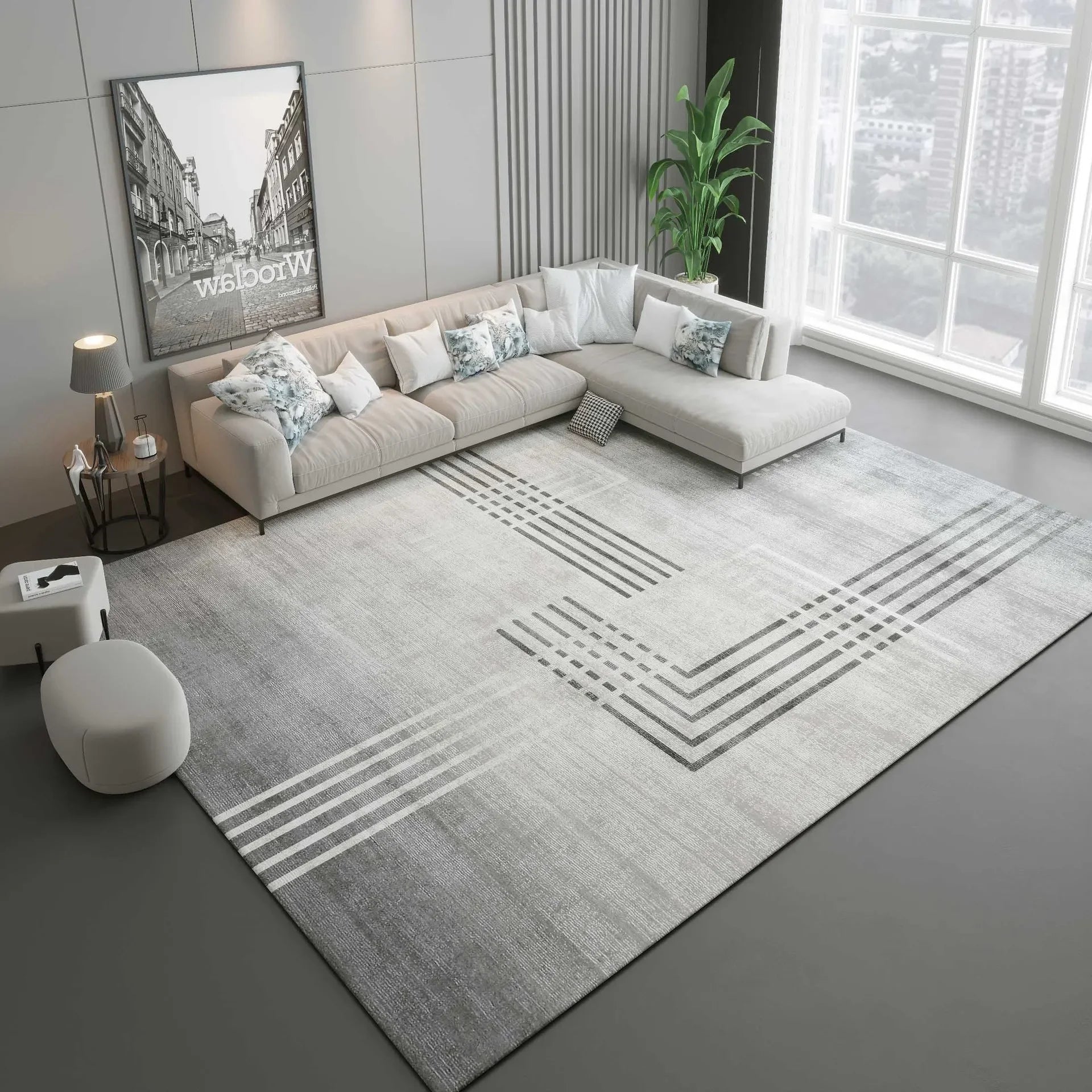 Large Gray Soft Lounge Rug for Modern Living Room and Bedroom