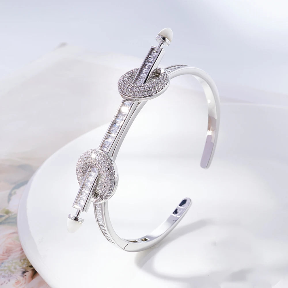 Cuff Bracelet for Women with Cubic Zirconia by TIRIM