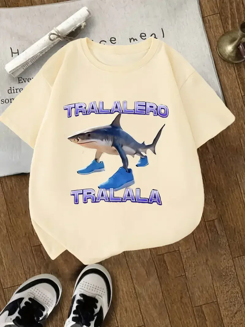 Kawaii Brainrot T-Shirt for Kids with Animal Print