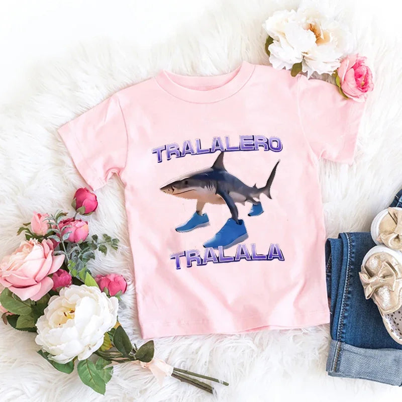 Kawaii Brainrot T-Shirt for Kids with Animal Print