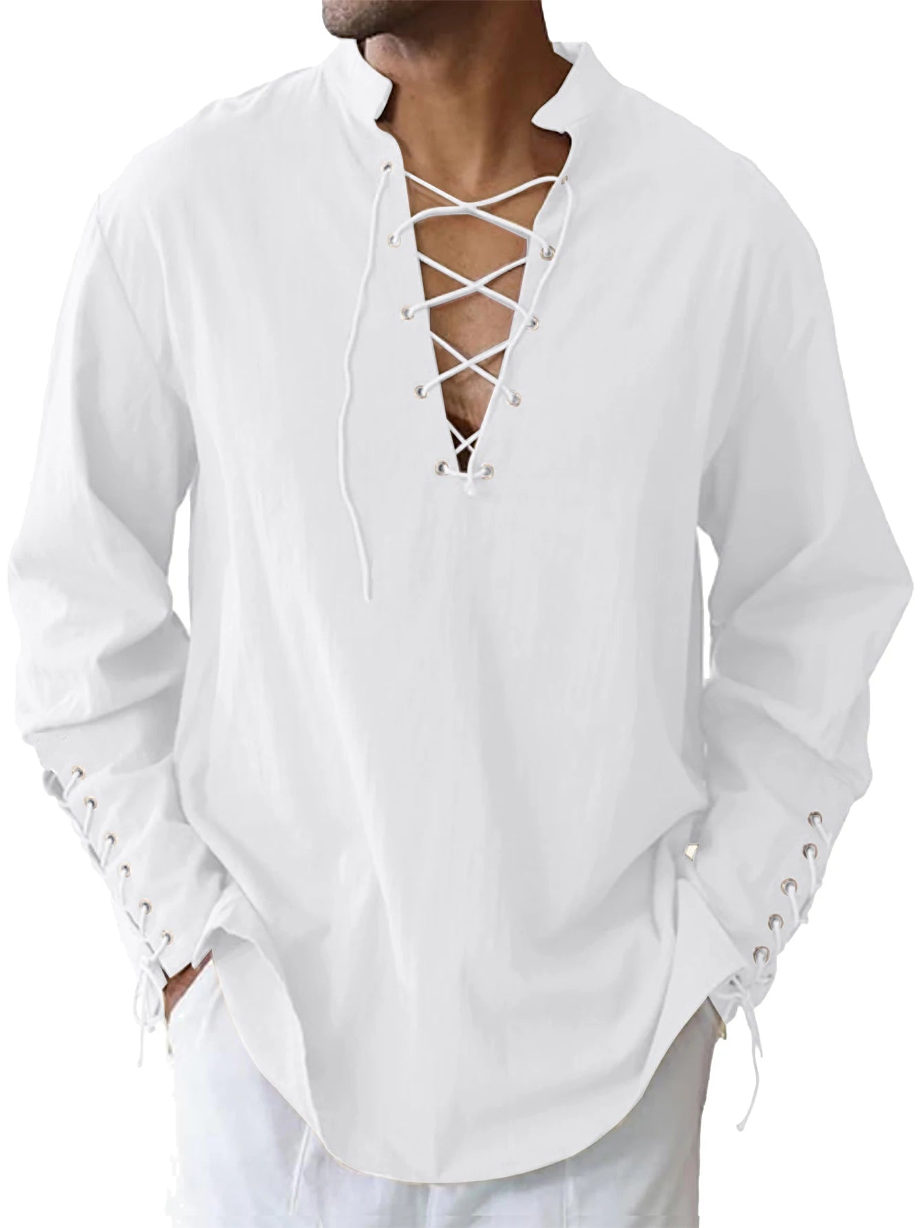 Men's Medieval Viking shirt Renaissance Shirt Pirate Men's Long-Sleeved Halloween Cosplay Costume, Daily Casual Shirt