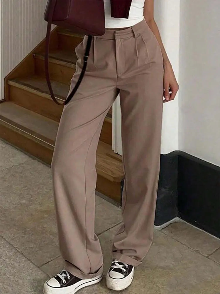 Elegant High Waist Pleated Wide Leg Pants for Women
