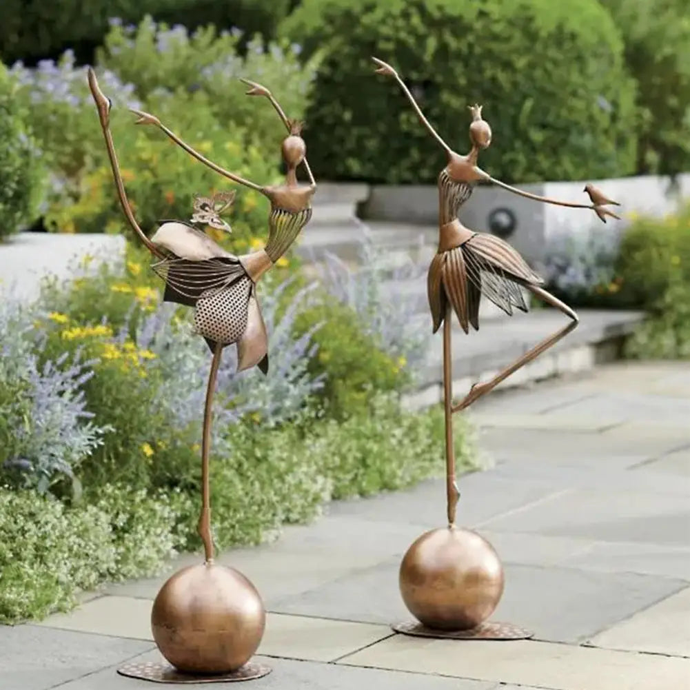 Vintage Metal Dancing Girl Statue for Garden Decoration