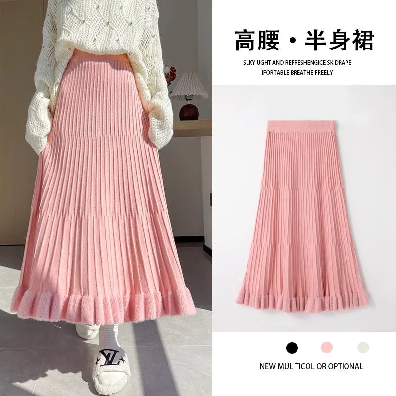 Elegant High Waist A-Line Skirt for Women in Polyester