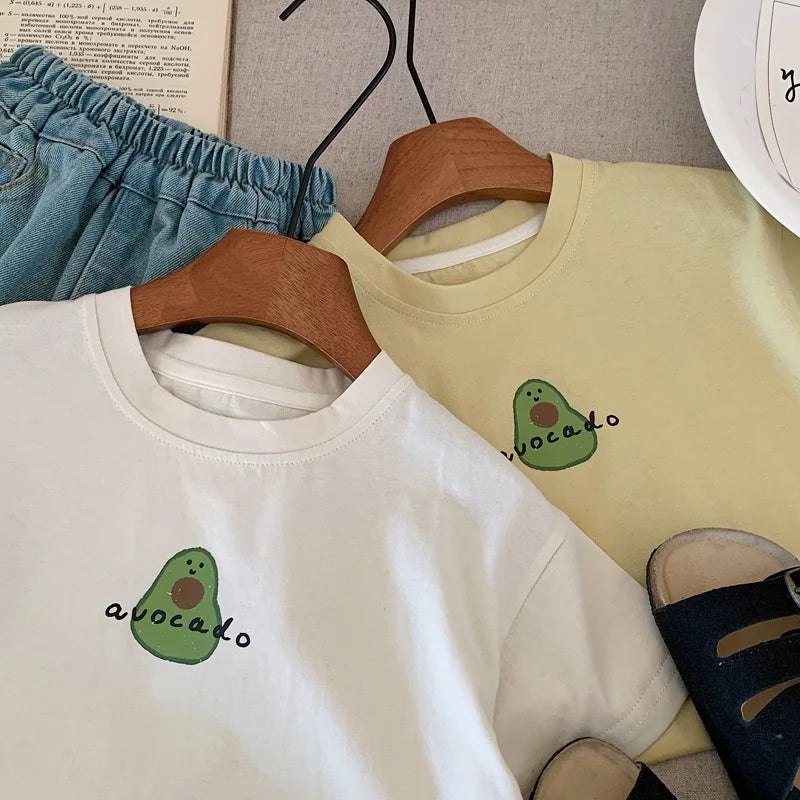 MILANCEL Summer Kids Cartoon Avocado T-Shirt for Boys and Girls