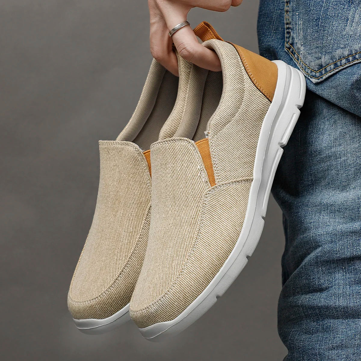 Breathable Canvas Slip-On Loafers for Men by PUAMSS
