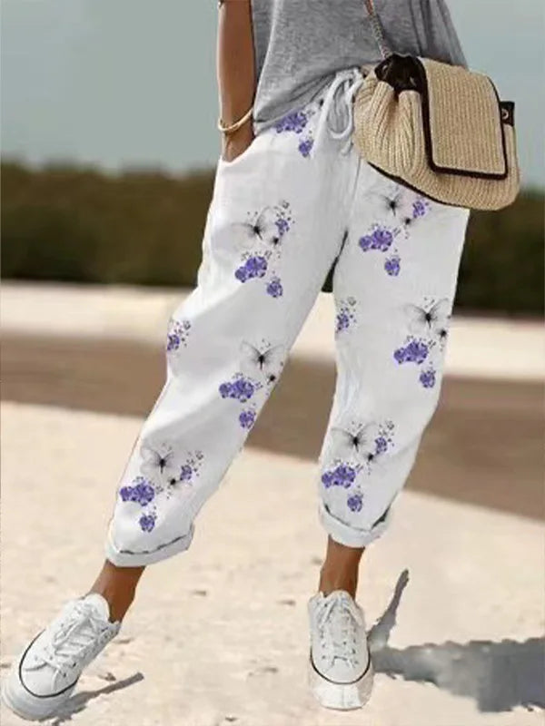 Floral Print Casual Pants for Women by MALEY LifeStyle