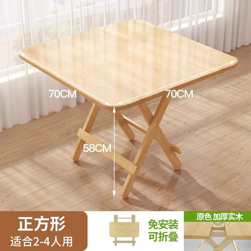 Solid Wood Foldable Dining Table for Small Spaces