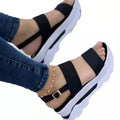 Women's Low Platform Wedge Sandals with Buckle Strap for Casual Wear