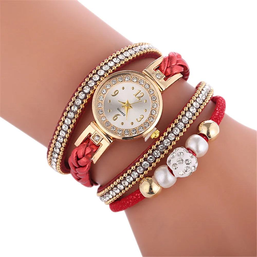 RUNERR Women's Leather Wrap Around Bracelet Watch Fashion