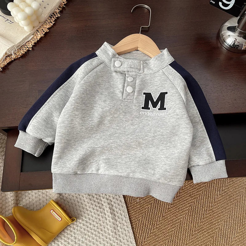Boys Long Sleeve Turtleneck Sweatshirt Set for Spring Autumn