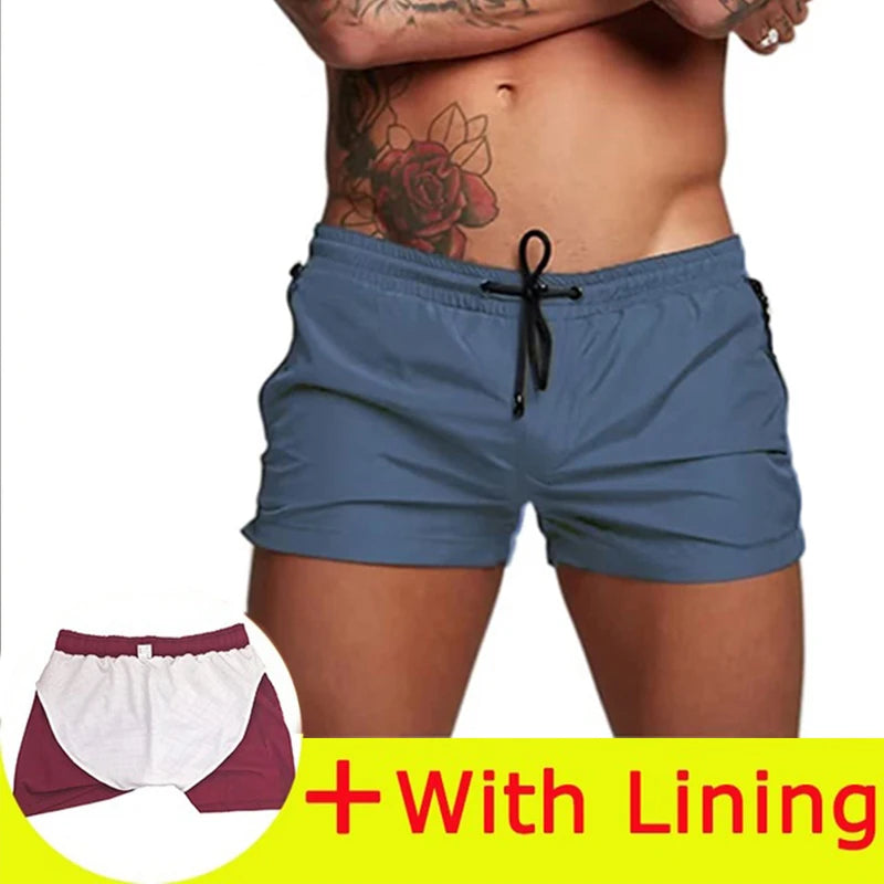 Men's Quick Dry Polyamide Swim Trunks with Liner for Beach Sports
