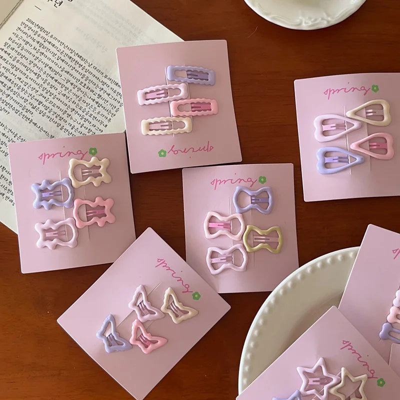 Cute Colorful Geometric Hair Clips Set for Girls