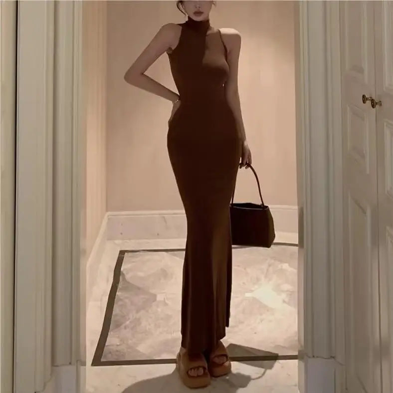 Elegant Turtleneck Knitted Bodycon Dress for Women