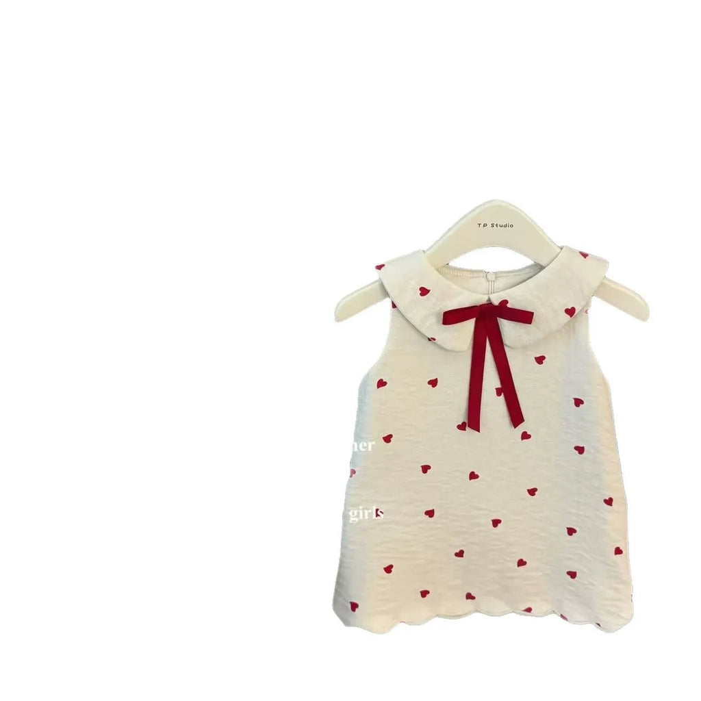 Korean Girls Summer Cotton Heart Dress for Ages 1-3