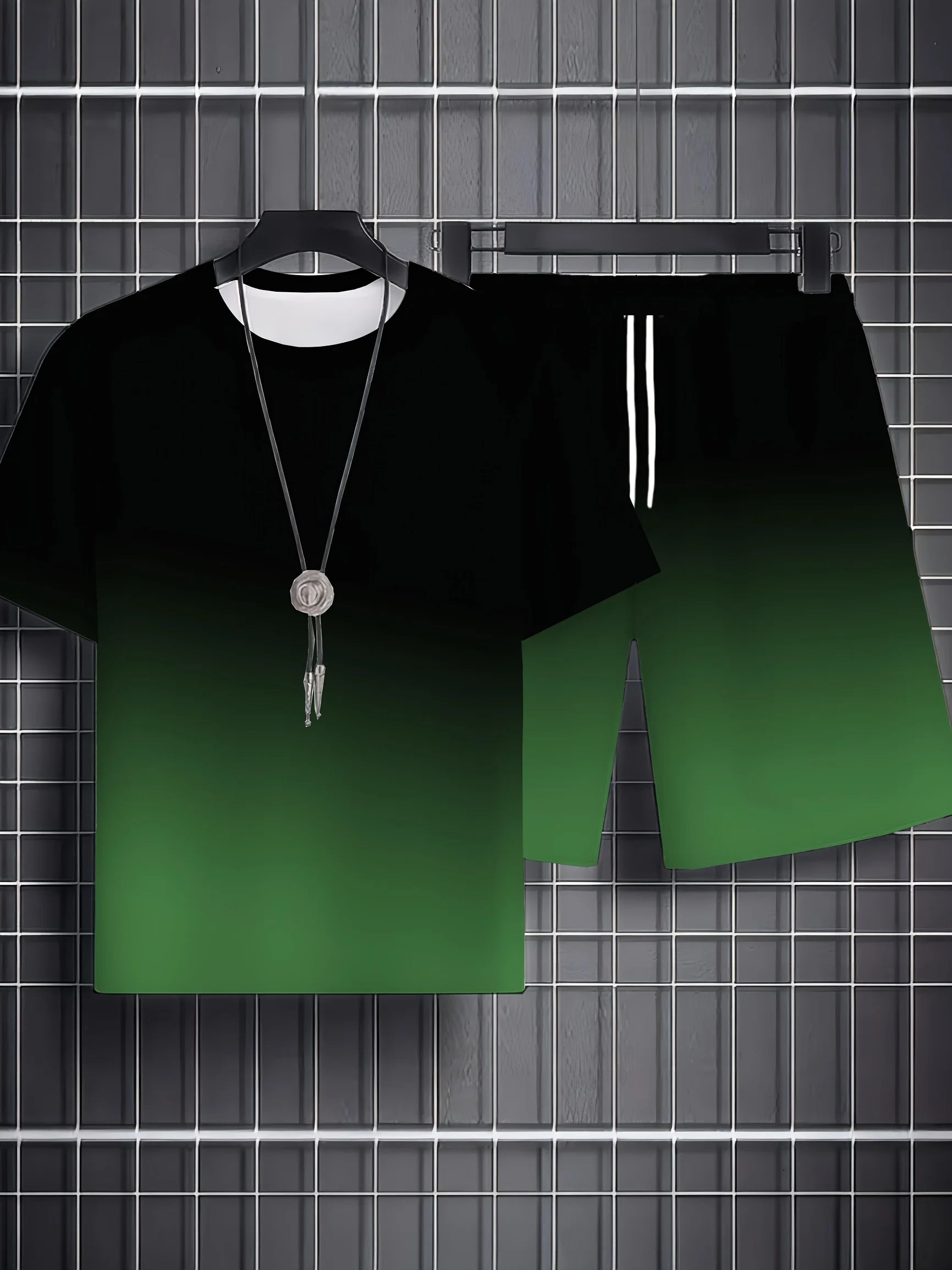 Men's Summer T-Shirt and Shorts Set Casual Relaxed Fit Sporty Crew Neck Short-Sleeve T-Shirt Paris Letter Print Two-Piece Set