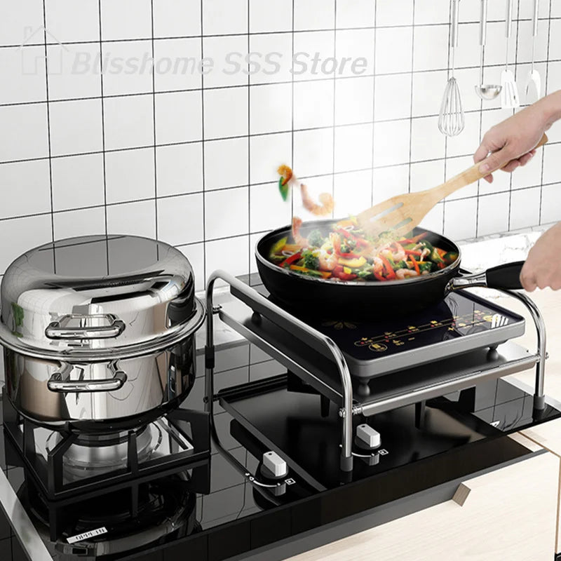 Stainless Steel Induction Cooker Rack Multifunctional Kitchen Shelf