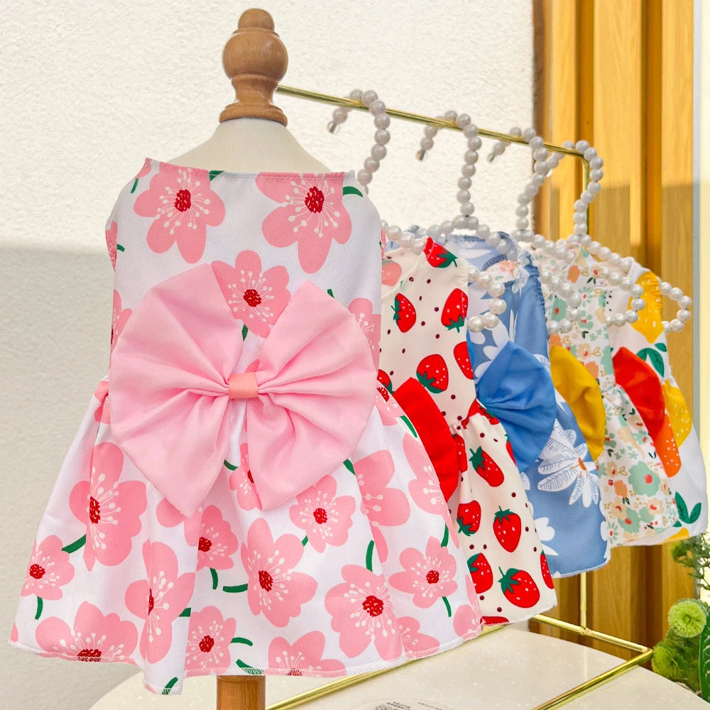 Floral Print Summer Dress for Pets in Lightweight Polyester
