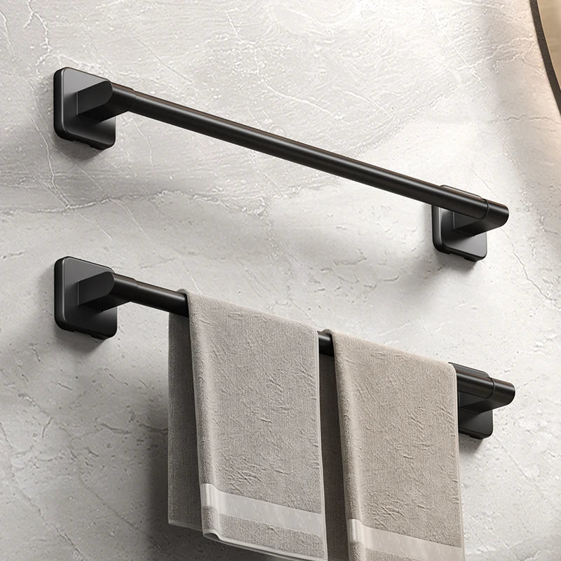 Self-Adhesive Aluminum Alloy Bathroom Towel Rack in Black