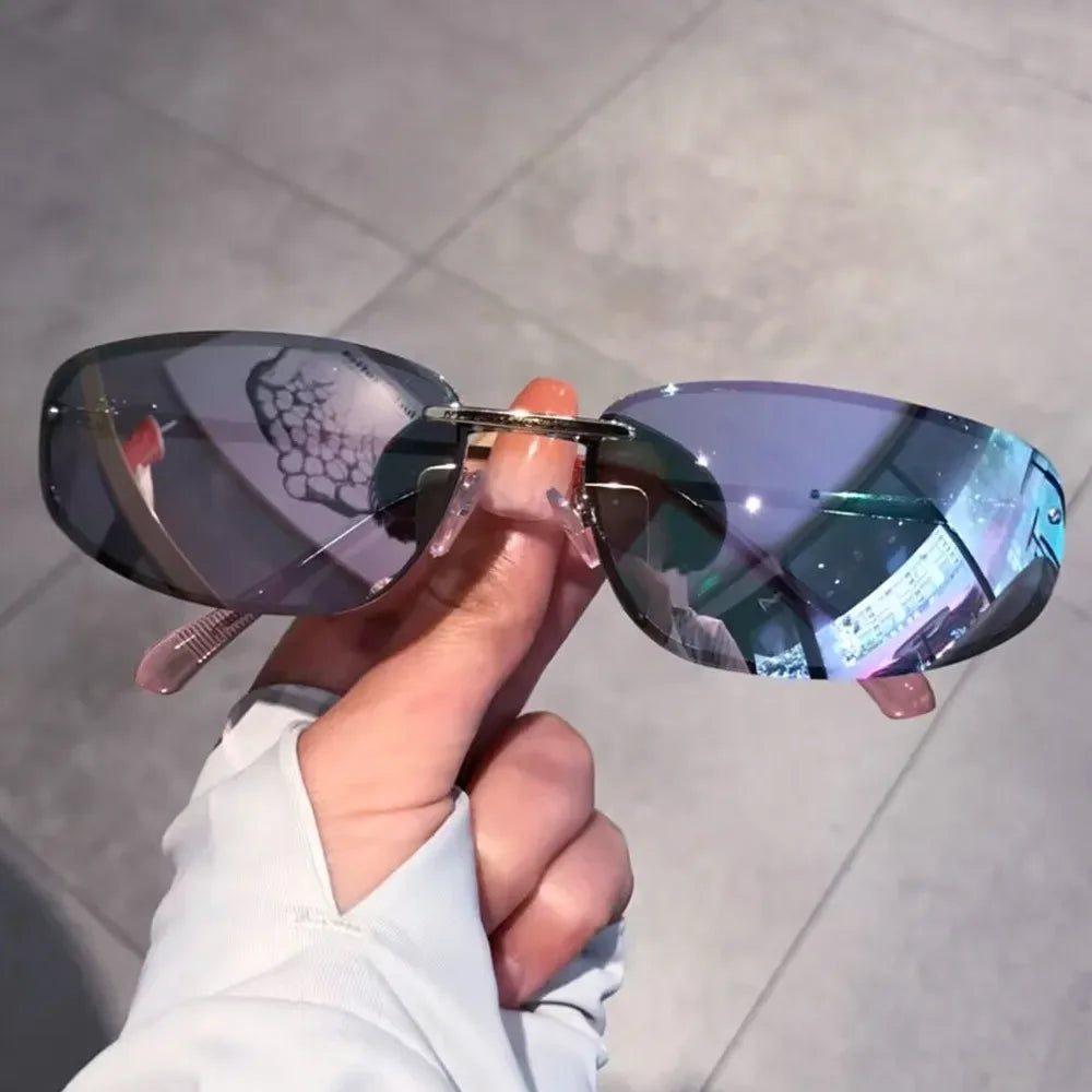 Gradient Alloy Sunglasses for Women in Silver Rectangle Style