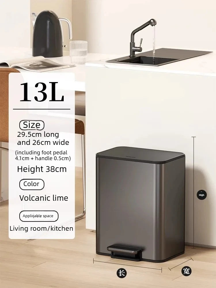 Large Capacity Stainless Steel Kitchen Bin in Italian Style