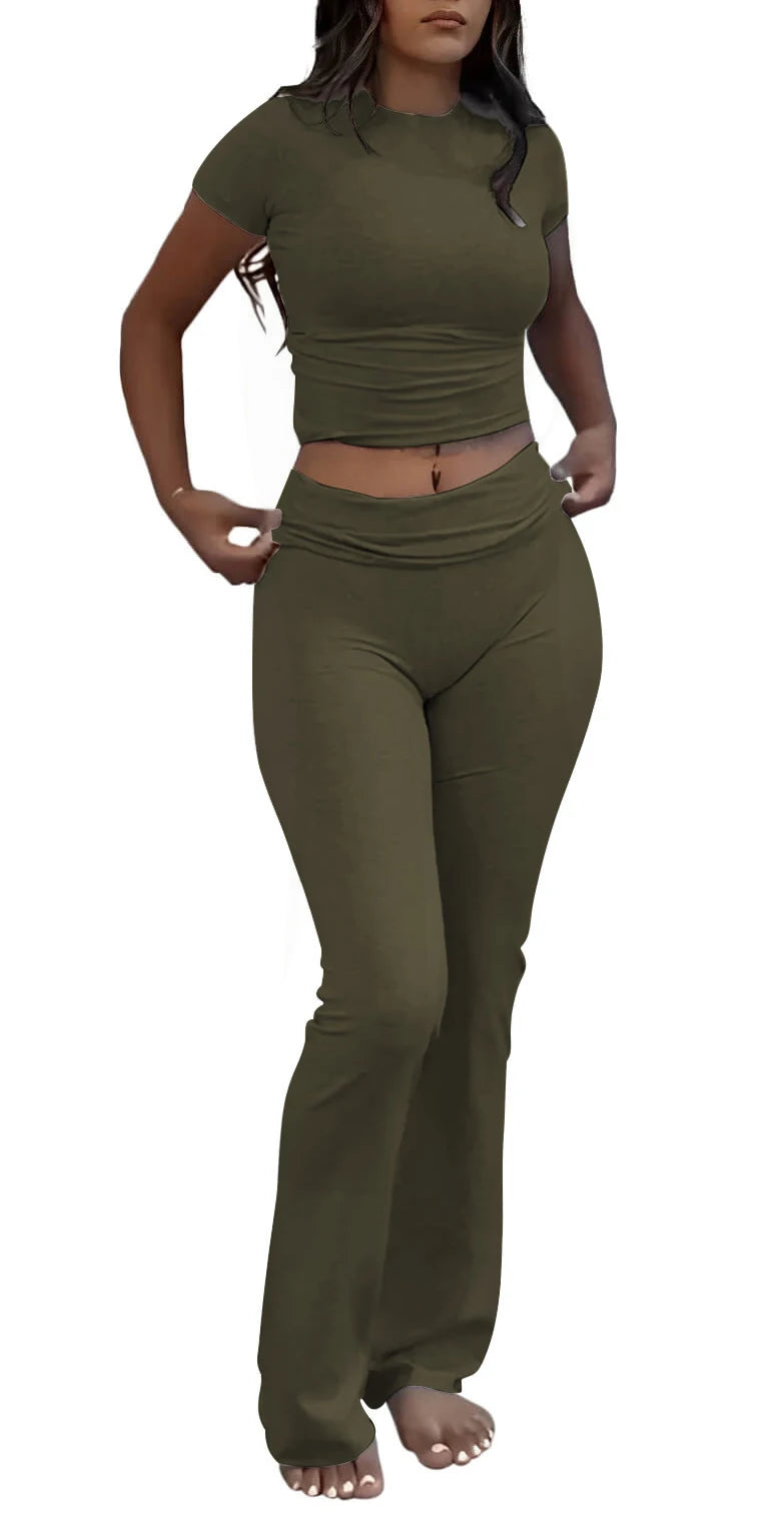 High Waist Flare Pants Tracksuit Set for Women by charnisha