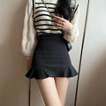 Elegant A-Line Women's Skirt with Ruffle Detail in Cotton Blend