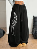 Casual Women's Fleece Sweatpants with Punk Patterns