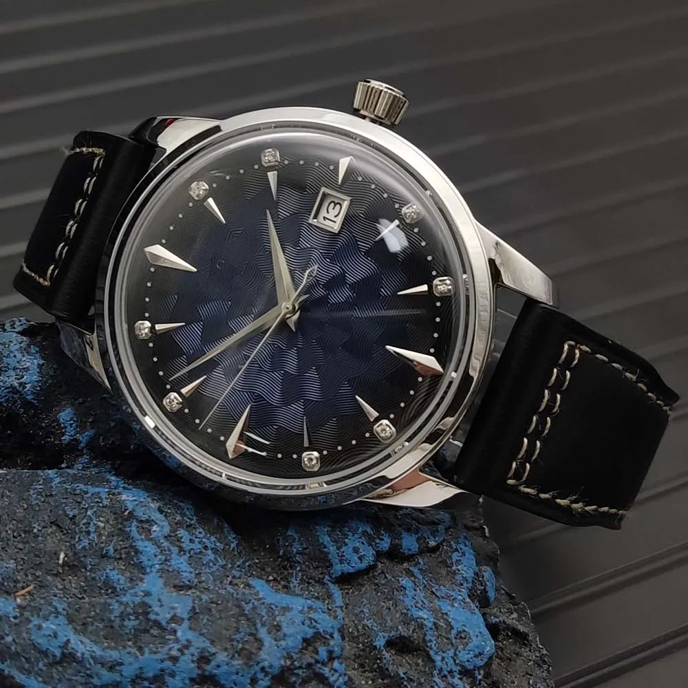 Men's Vintage Automatic Mechanical Watch, Black Leather Strap, 40mm Water Resistant Case, Eight Colours Men's Watch Japan NH35