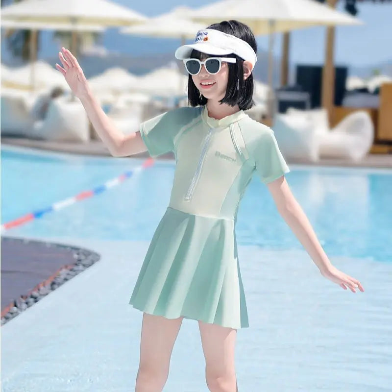 2026 Girls Cartoon UV Protection One-Piece Swimwear