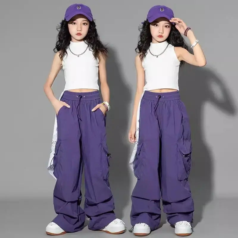 Trendy Girls Cargo Pants for Kids with Pockets 4-6Y