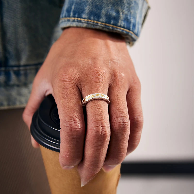 HX High-end Trendy Ring for Men Niche Design Self-discipline Hand-made Opening Adjustable Fashionable and Versatile Accessories