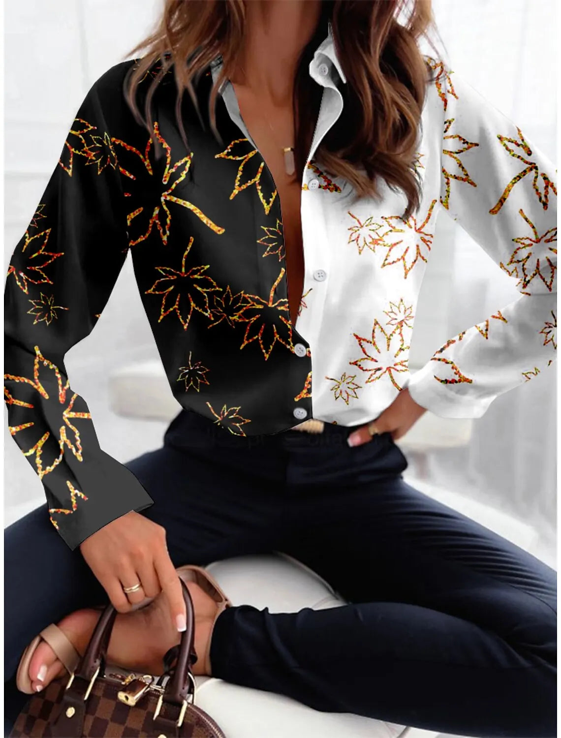 Women's Floral Printed Office Shirt for Autumn 2024